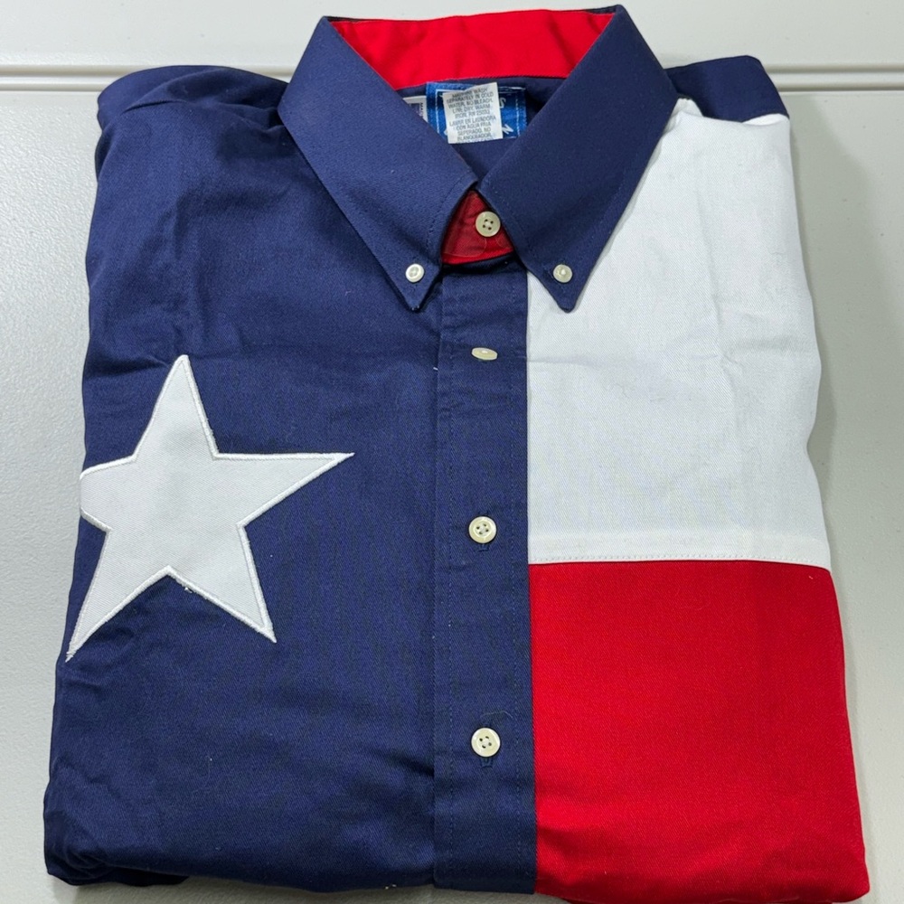 Texas Flag Colorblock Men's Large Dress Shirt Buttonup Western Cowboy Longsleeve